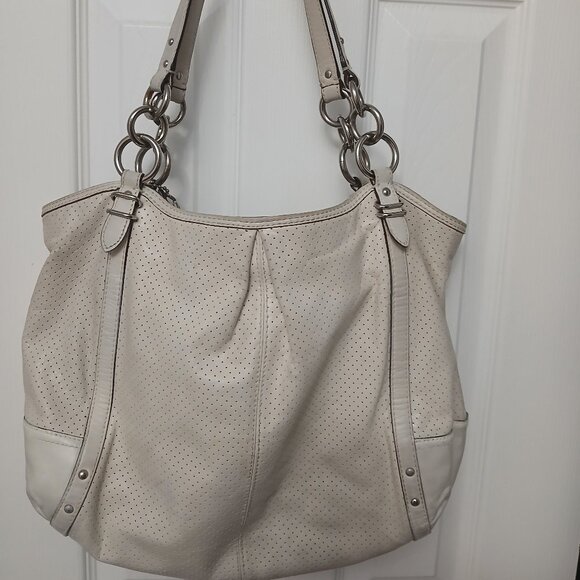 Coach Perforated Leather Hobo🤍 - Picture 7 of 13